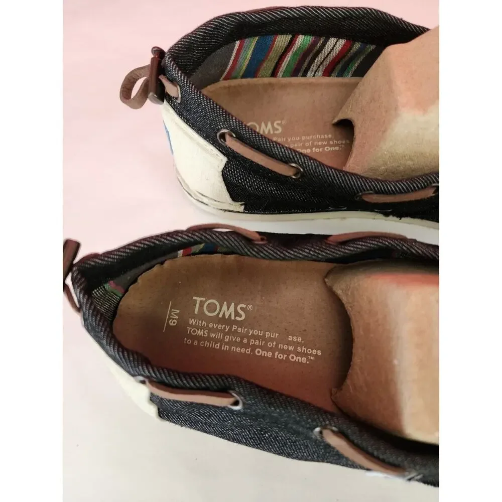 TOMS Men Denim Bimini Canvas Shoes, Size 9M, black Slip On